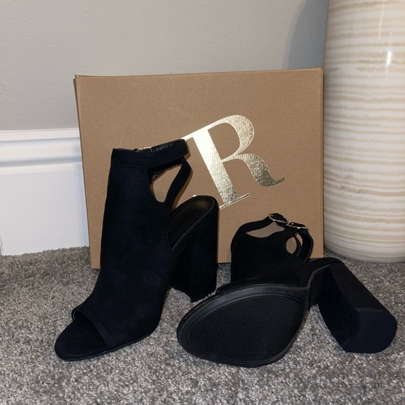 Black Suede Block Heels - Picture 1 of 4